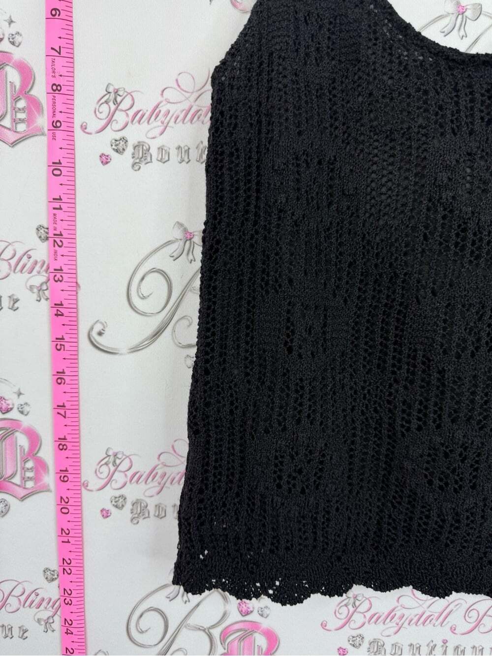 ESQUALO tank top knit Black Crochet Tank Top View 4